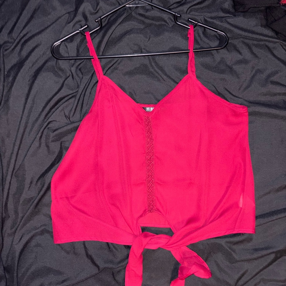 Vibrant Pink Tie-Front Tank Top